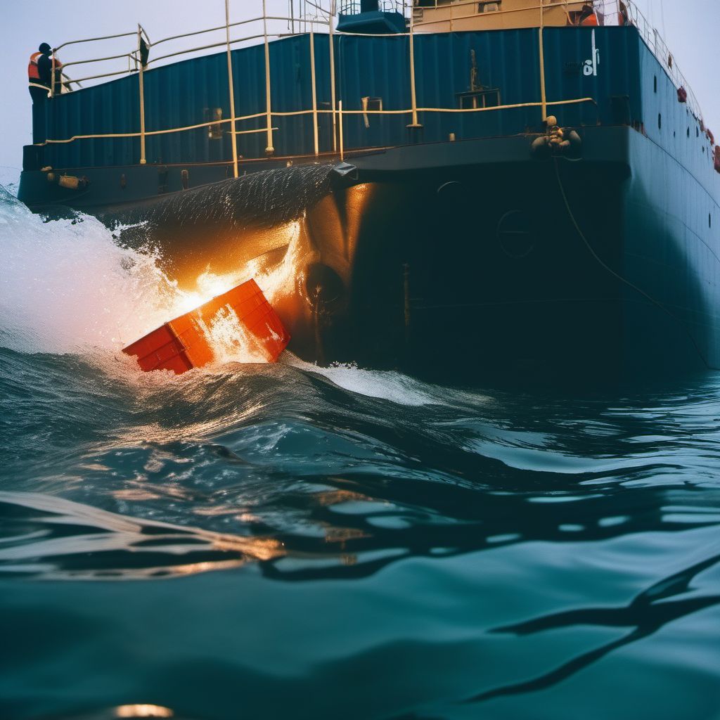 Drowning and submersion due to other accident to merchant ship digital illustration