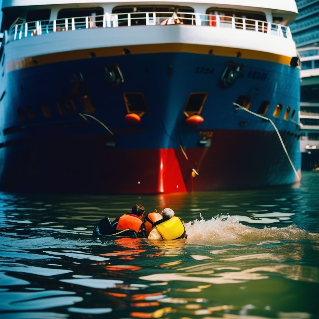 Drowning and submersion due to other accident to passenger ship digital illustration