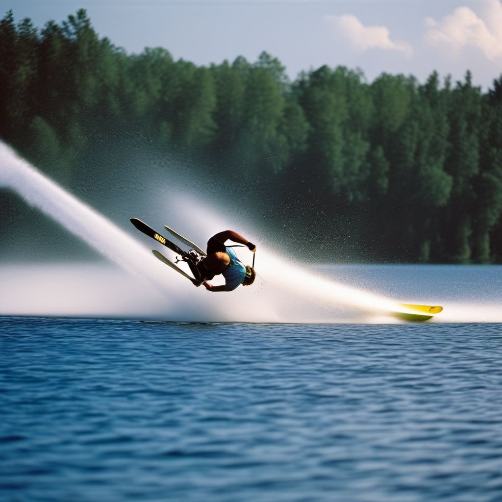 Hit or struck by falling object due to accident to water-skis digital illustration