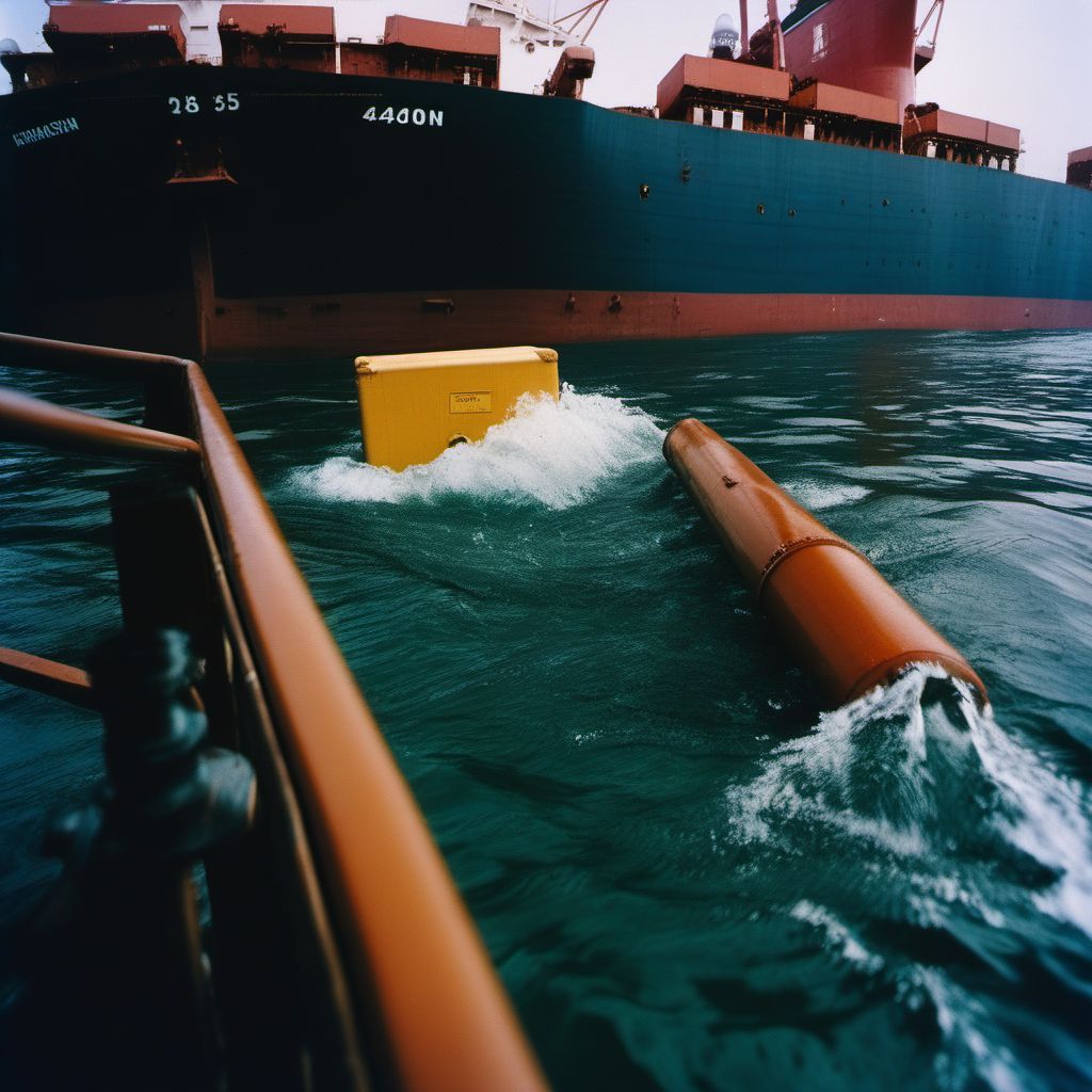 Drowning and submersion due to fall off merchant ship digital illustration