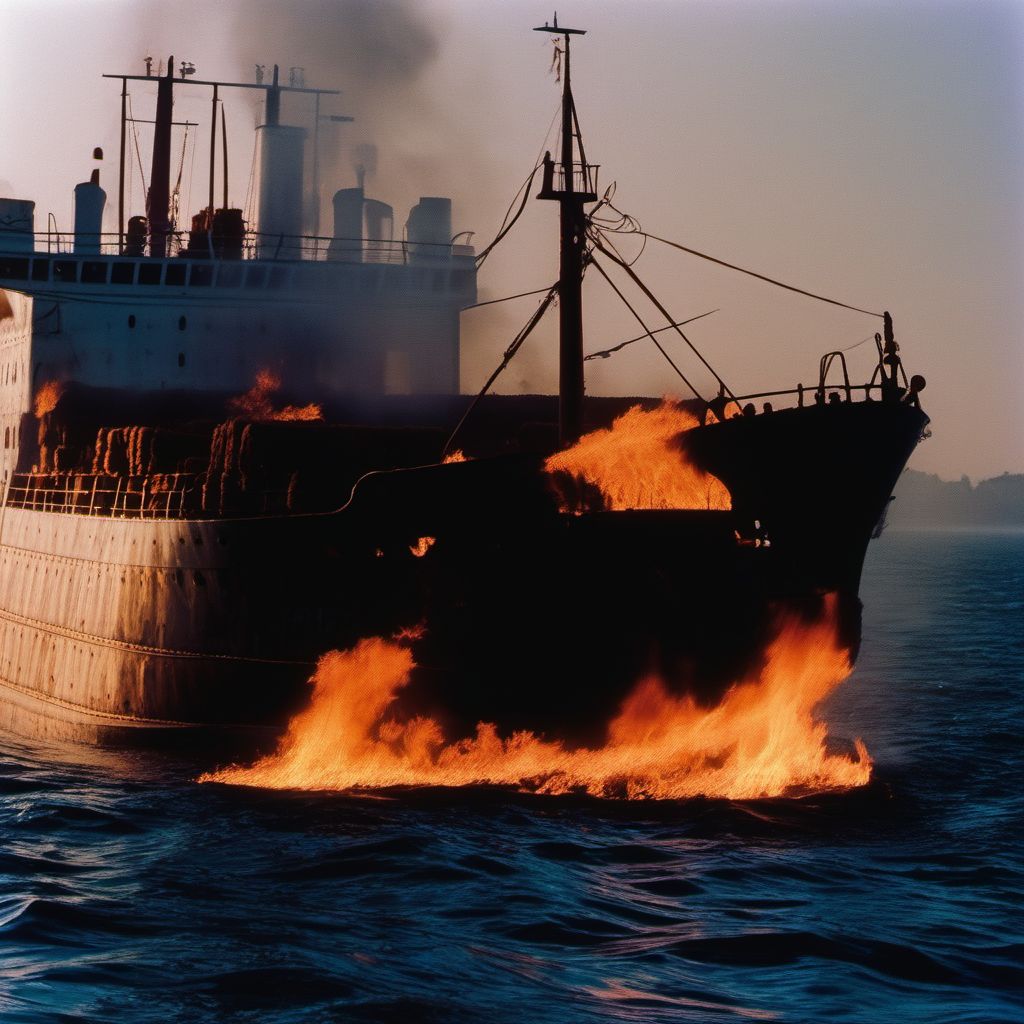 Other burn on board merchant vessel digital illustration