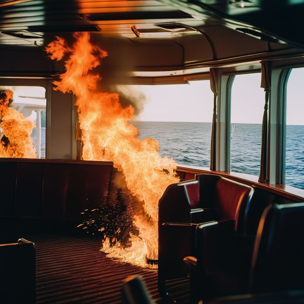 Other burn on board passenger vessel digital illustration