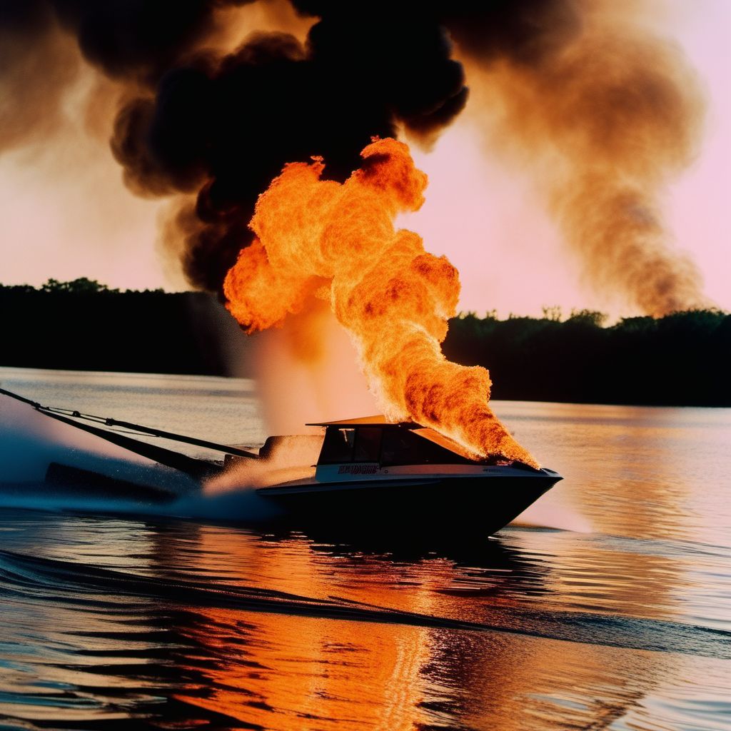 Other burn on board other powered watercraft digital illustration