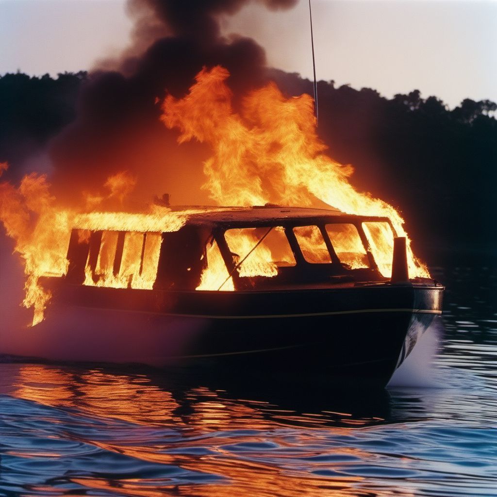 Other burn on board unspecified watercraft digital illustration