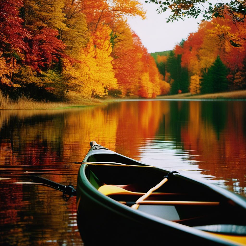 Fall on board canoe or kayak digital illustration