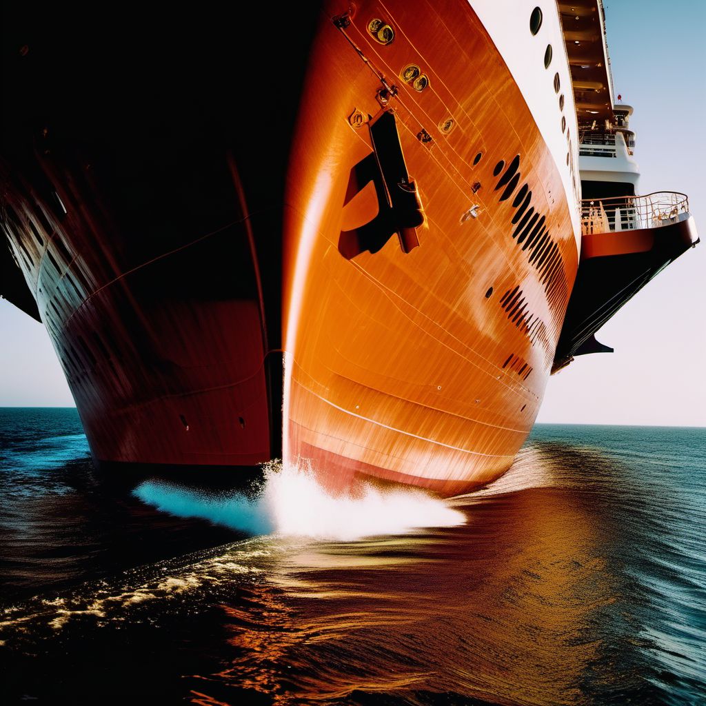 Struck by falling object on passenger ship digital illustration