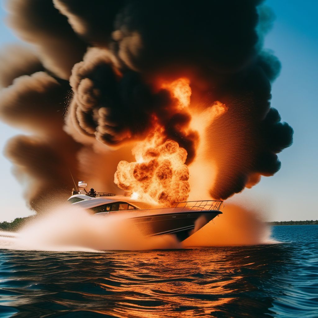 Explosion on board watercraft digital illustration