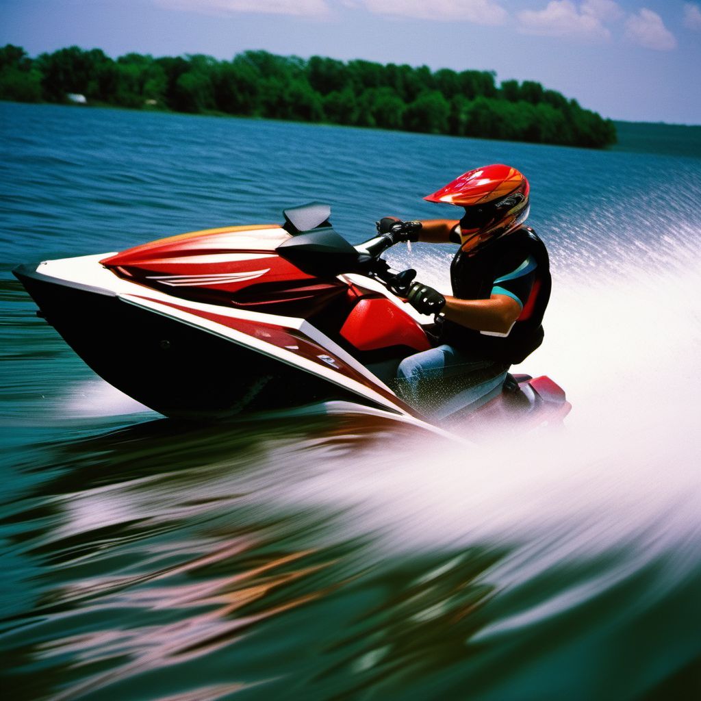 Rider of nonpowered watercraft struck by other watercraft digital illustration