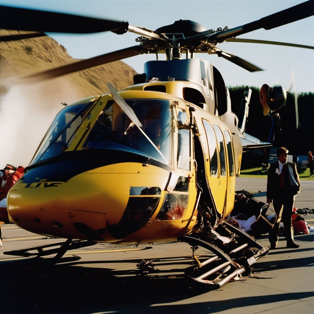 Helicopter crash injuring occupant digital illustration