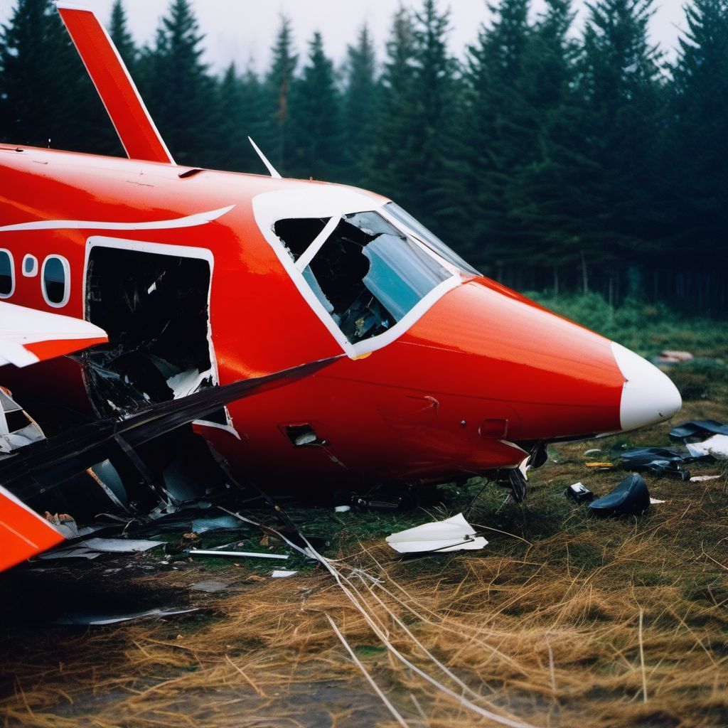 Other private fixed-wing aircraft crash injuring occupant digital illustration