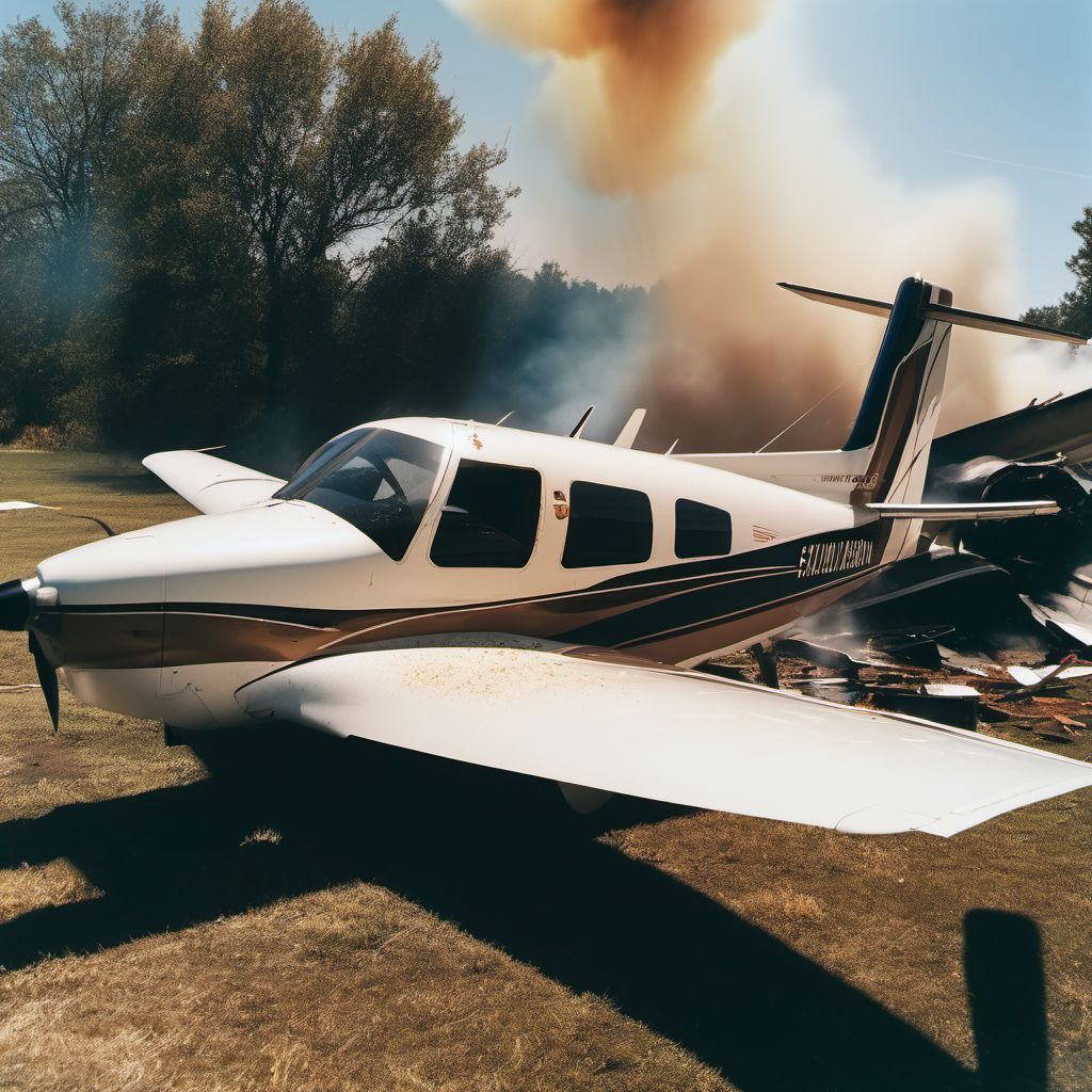 Other private fixed-wing aircraft explosion injuring occupant digital illustration