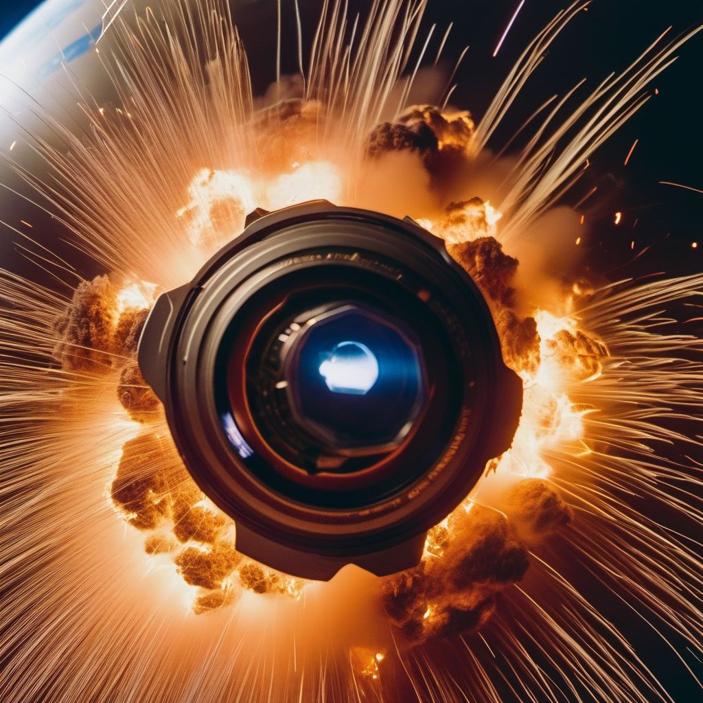 Spacecraft explosion injuring occupant digital illustration