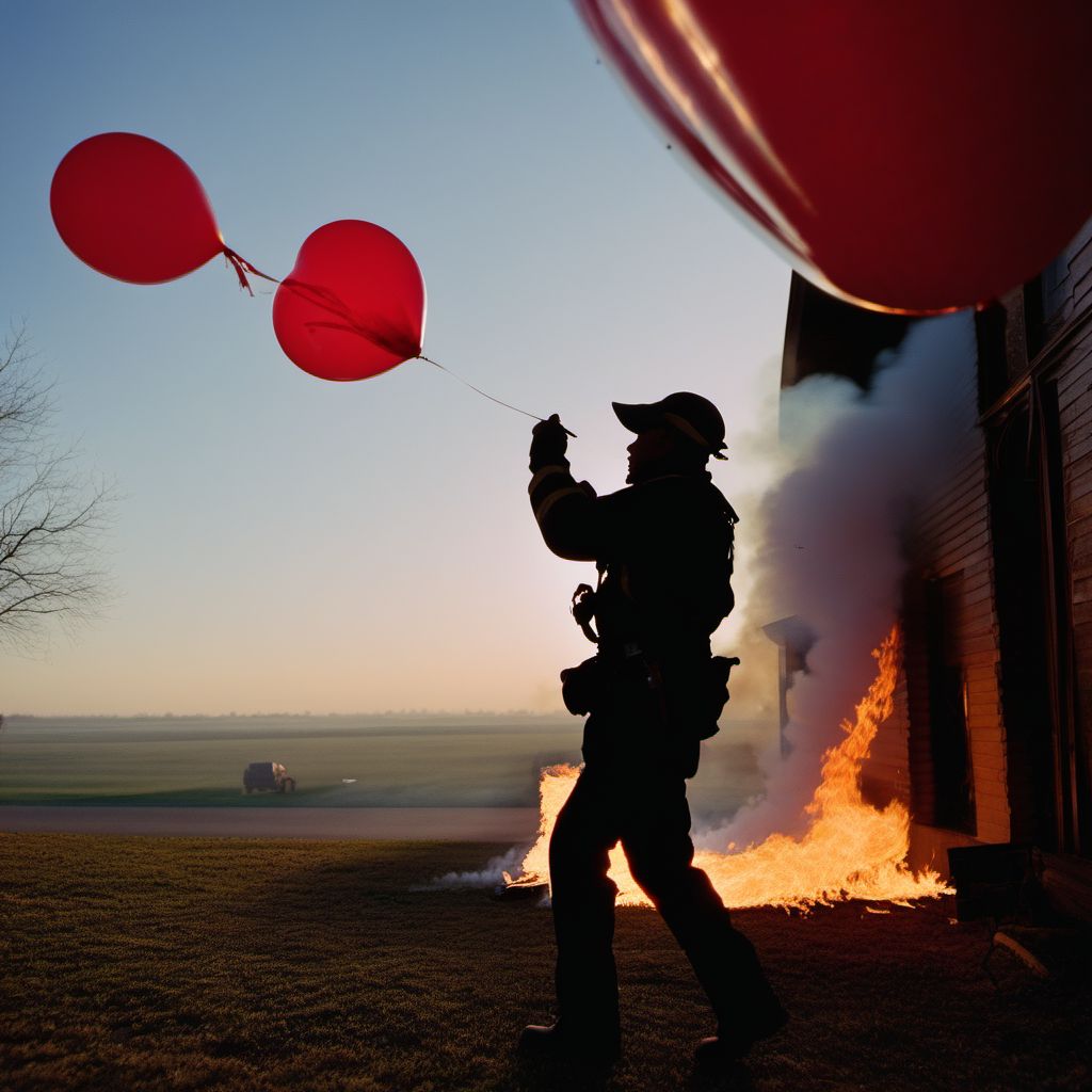 Balloon fire injuring occupant digital illustration