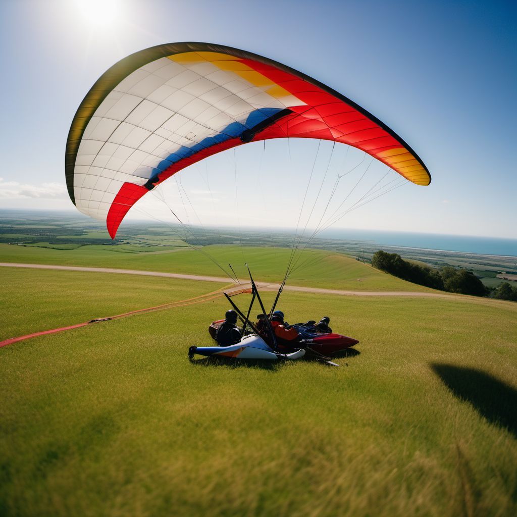 Hang-glider accident injuring occupant digital illustration