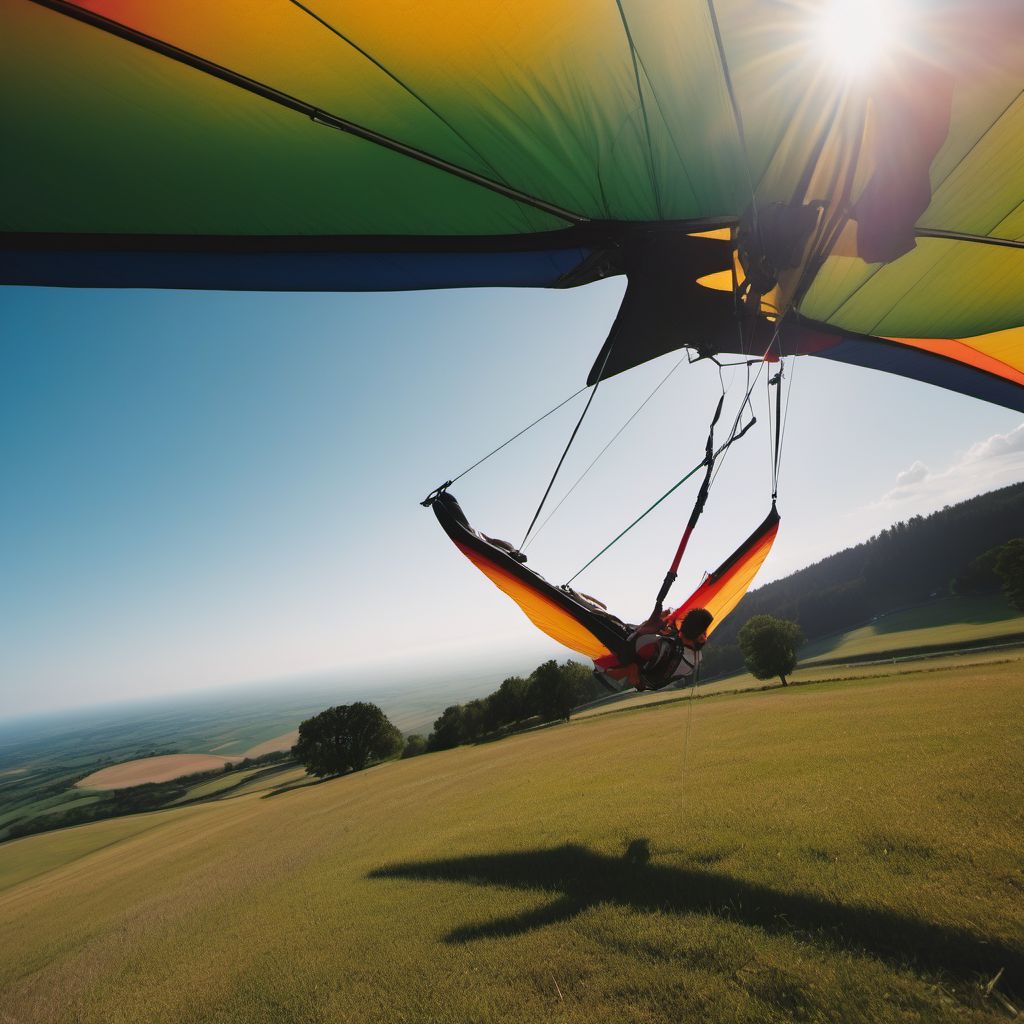 Unspecified hang-glider accident injuring occupant digital illustration