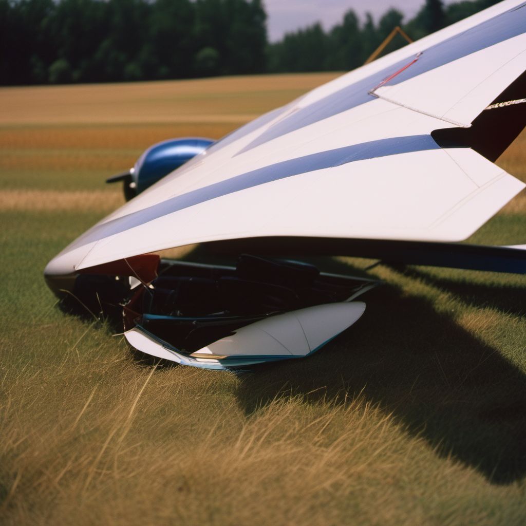 Glider (nonpowered) accident injuring occupant digital illustration