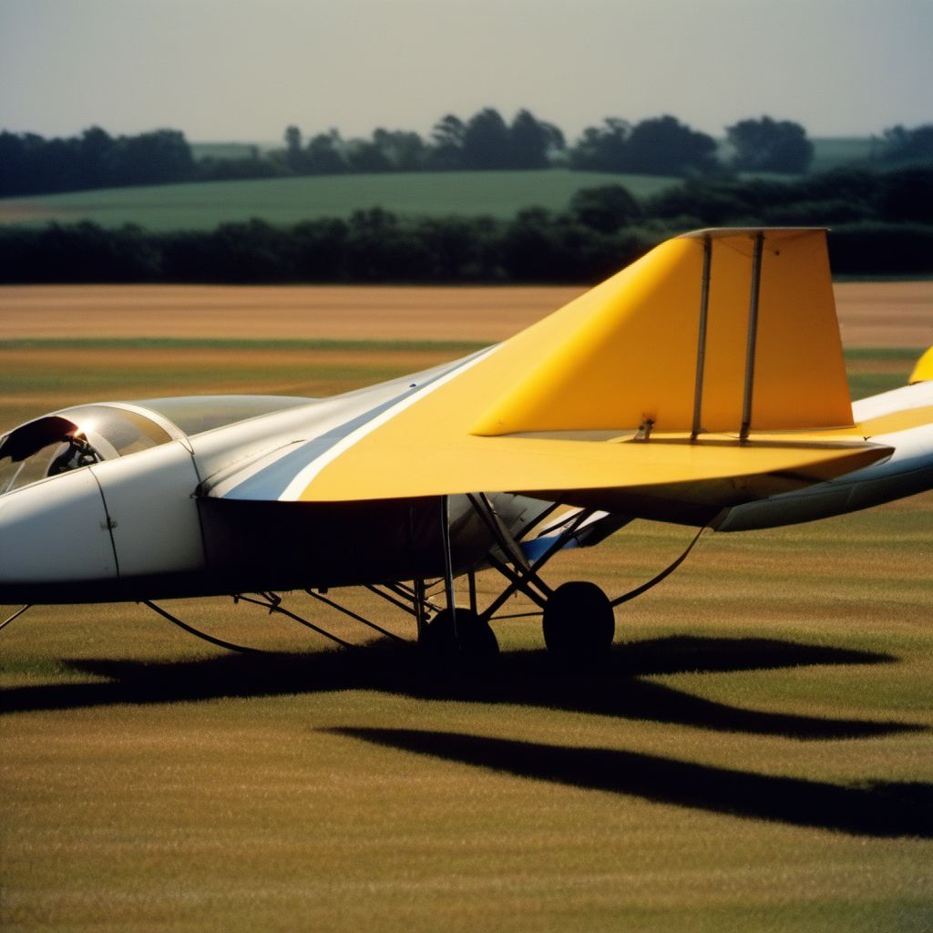 Forced landing of glider (nonpowered) injuring occupant digital illustration