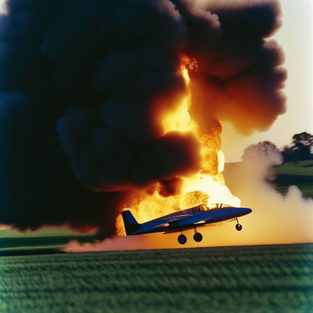 Glider (nonpowered) explosion injuring occupant digital illustration