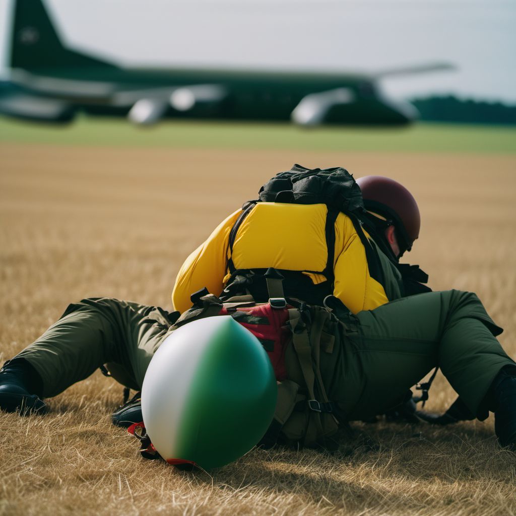 Parachutist injured on landing digital illustration