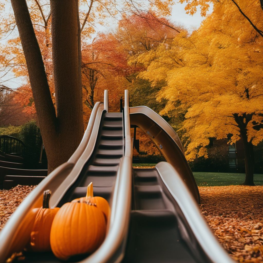 Fall on or from playground slide digital illustration