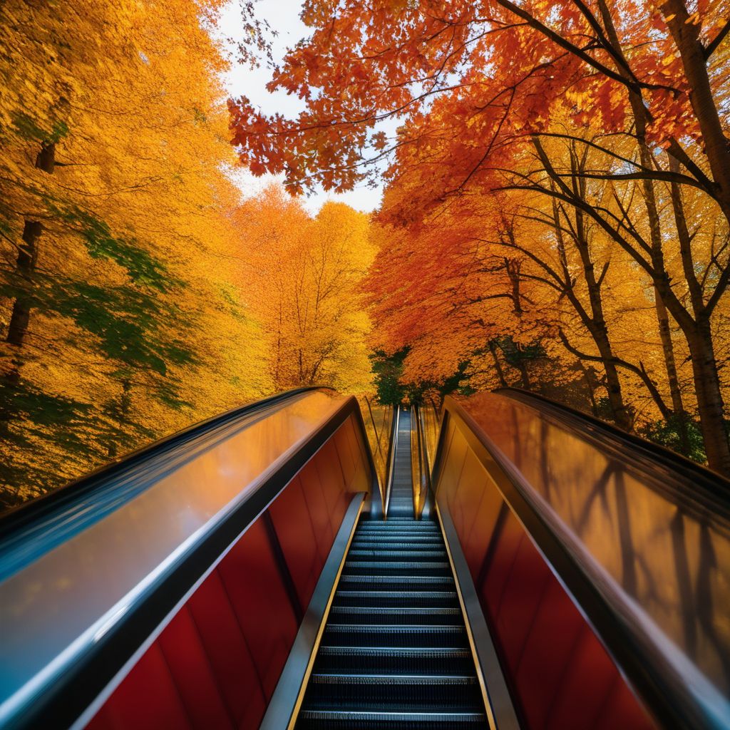 Fall (on)(from) escalator digital illustration