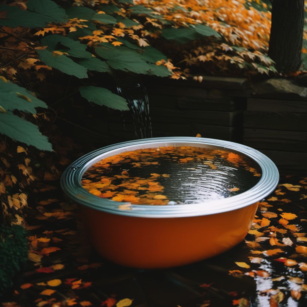 Fall in (into) filled bathtub or bucket of water digital illustration