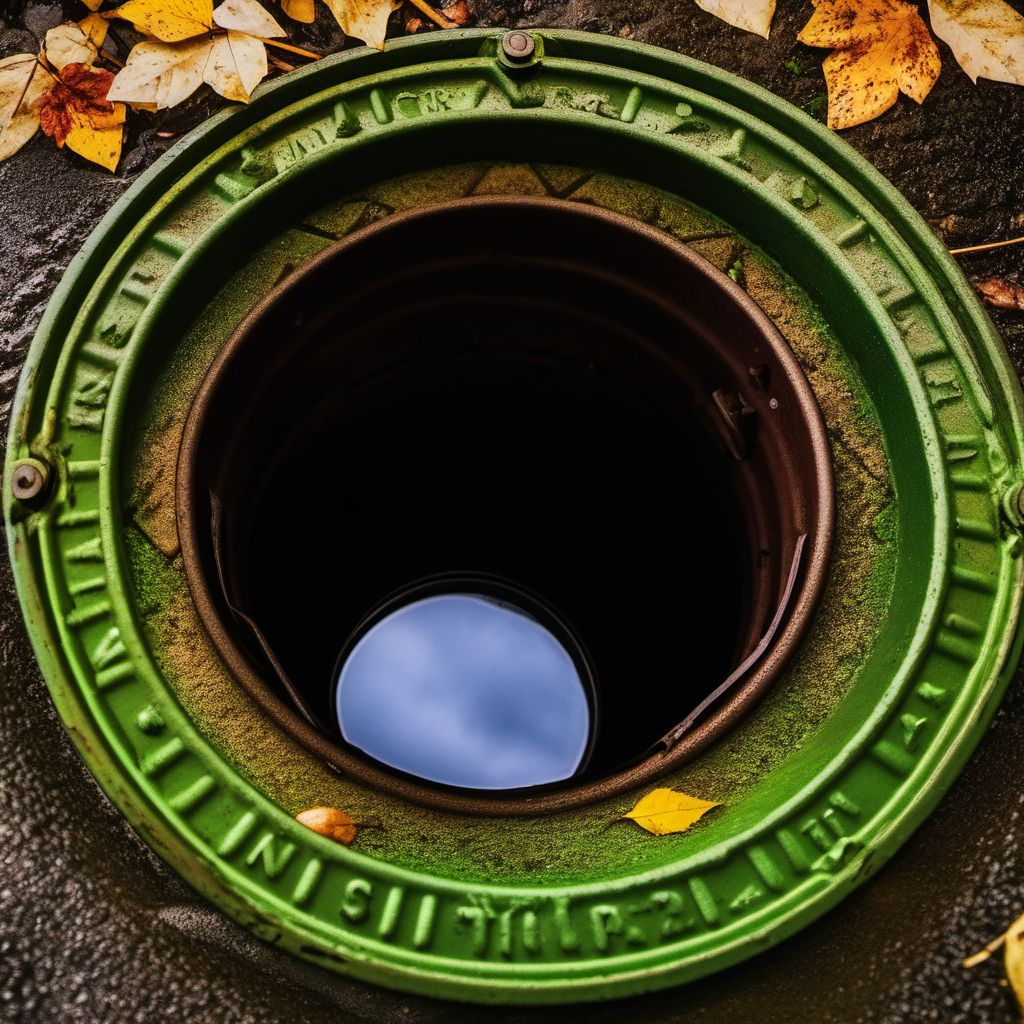 Fall into storm drain or manhole digital illustration