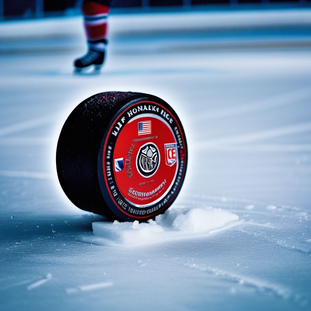 Struck by ice hockey puck digital illustration