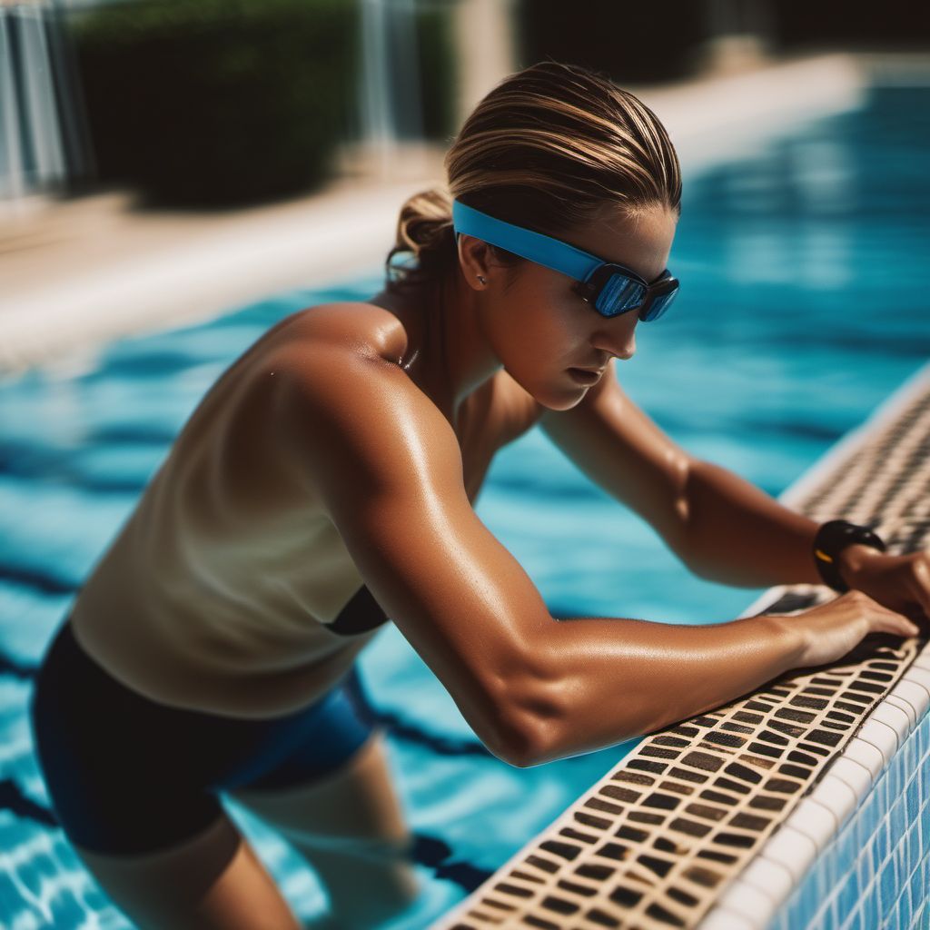 Striking against wall of swimming pool causing other injury digital illustration