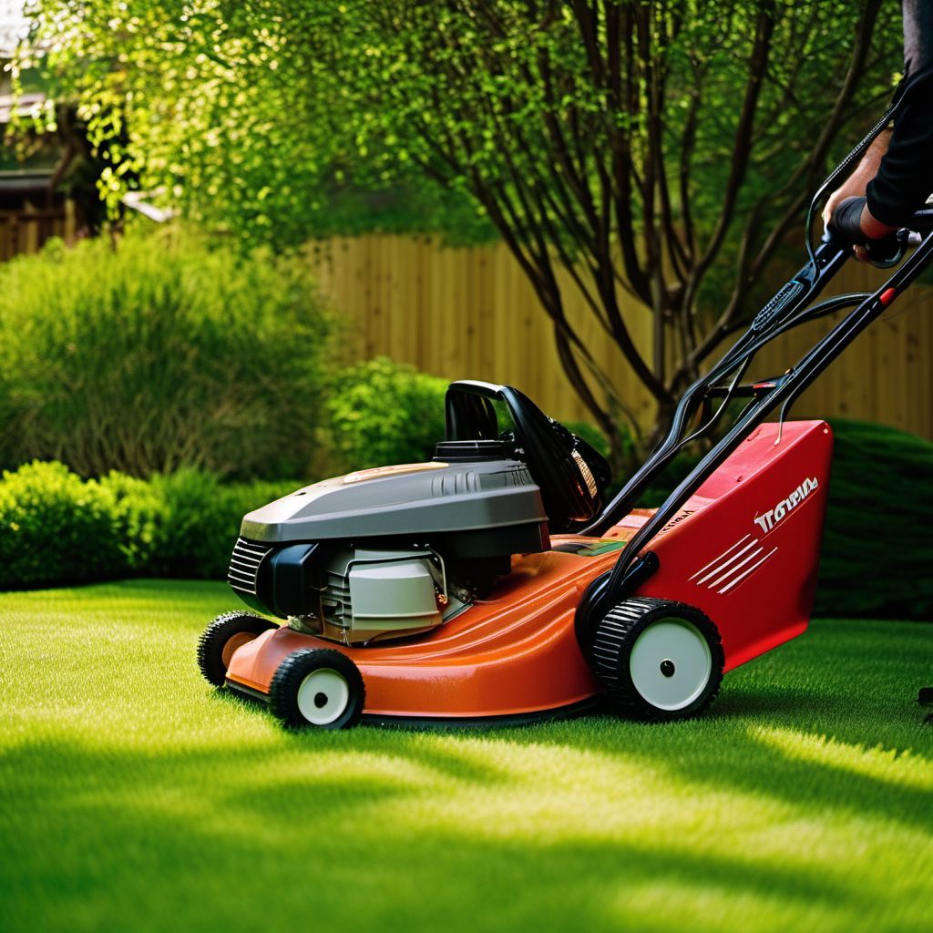 Contact with powered lawn mower digital illustration