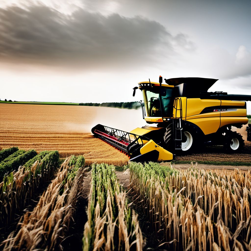 Contact with combine harvester digital illustration