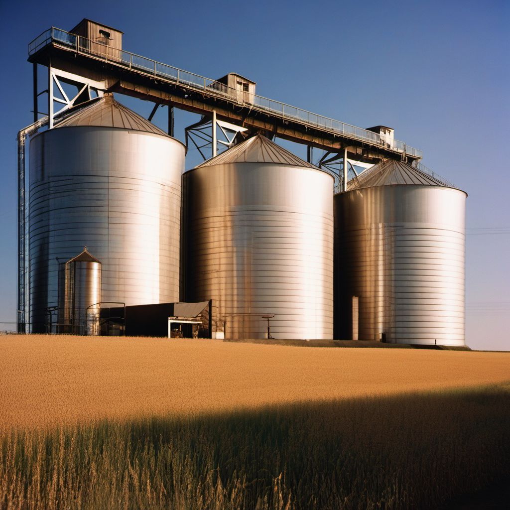 Contact with grain storage elevator digital illustration