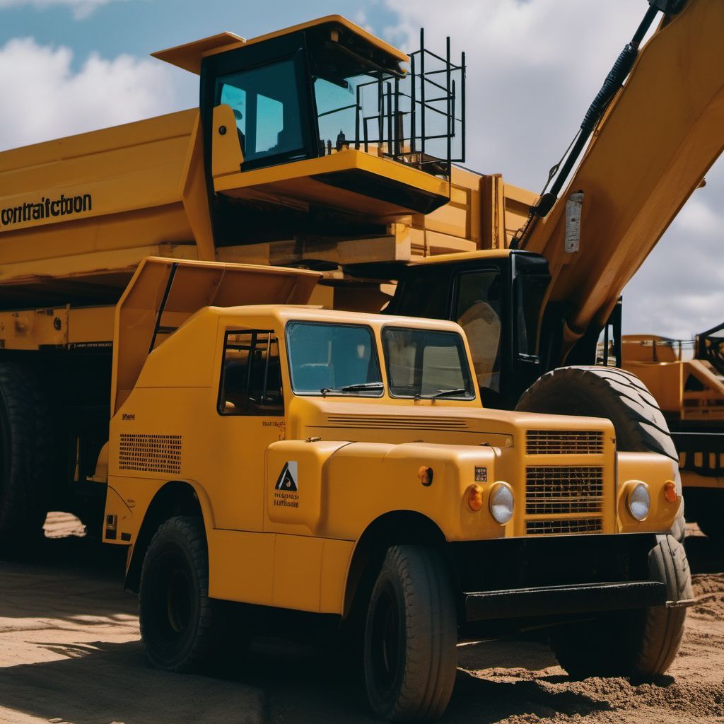 Contact with special construction vehicle in stationary use digital illustration