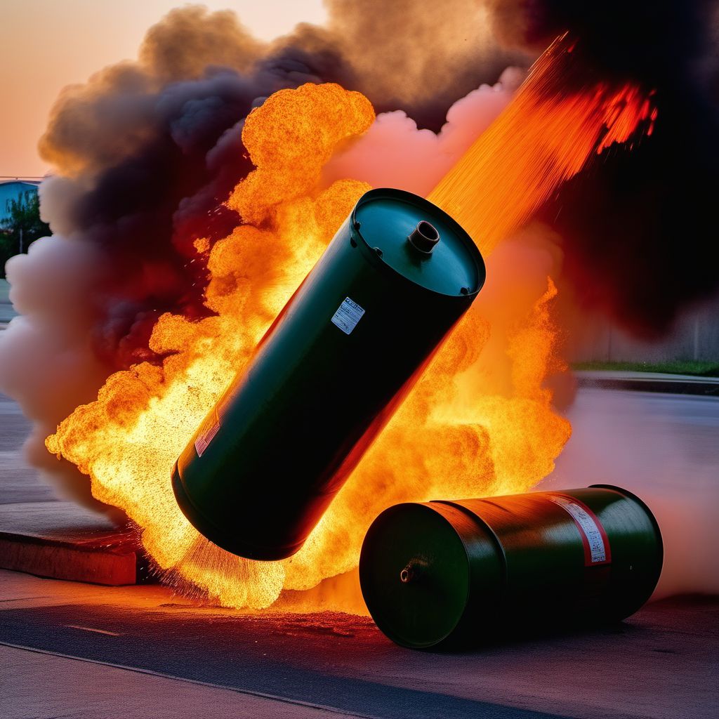 Explosion and rupture of gas cylinder digital illustration