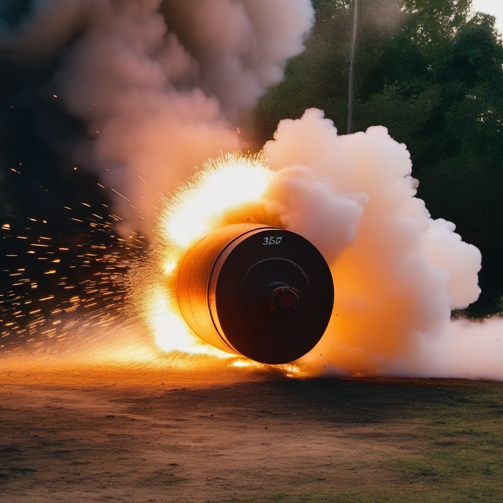 Explosion and rupture of air tank digital illustration