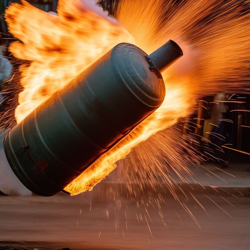 Explosion and rupture of other gas cylinder digital illustration