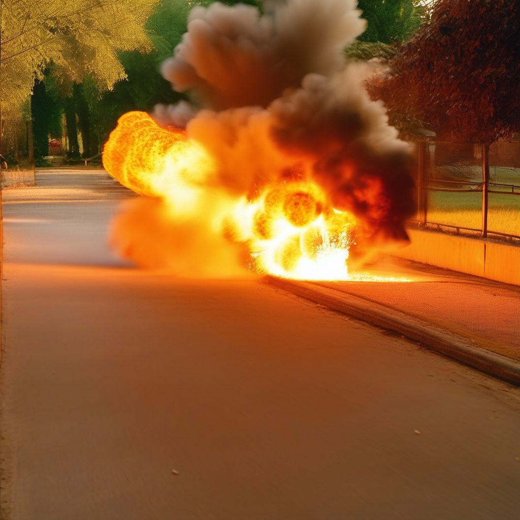 Explosion and rupture of unspecified gas cylinder digital illustration