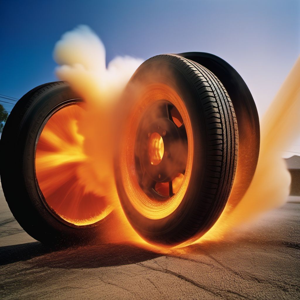 Explosion and rupture of pressurized tire, pipe or hose digital illustration