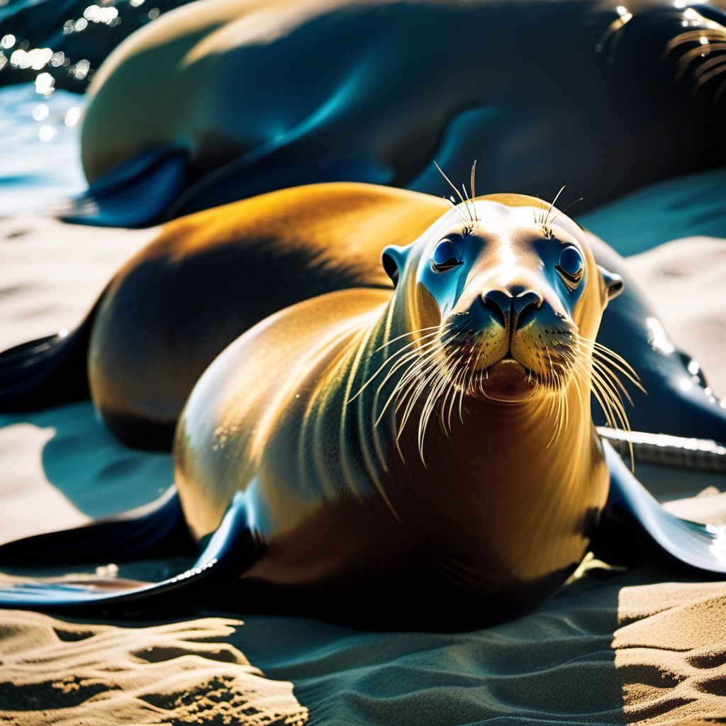 Contact with sea lion digital illustration