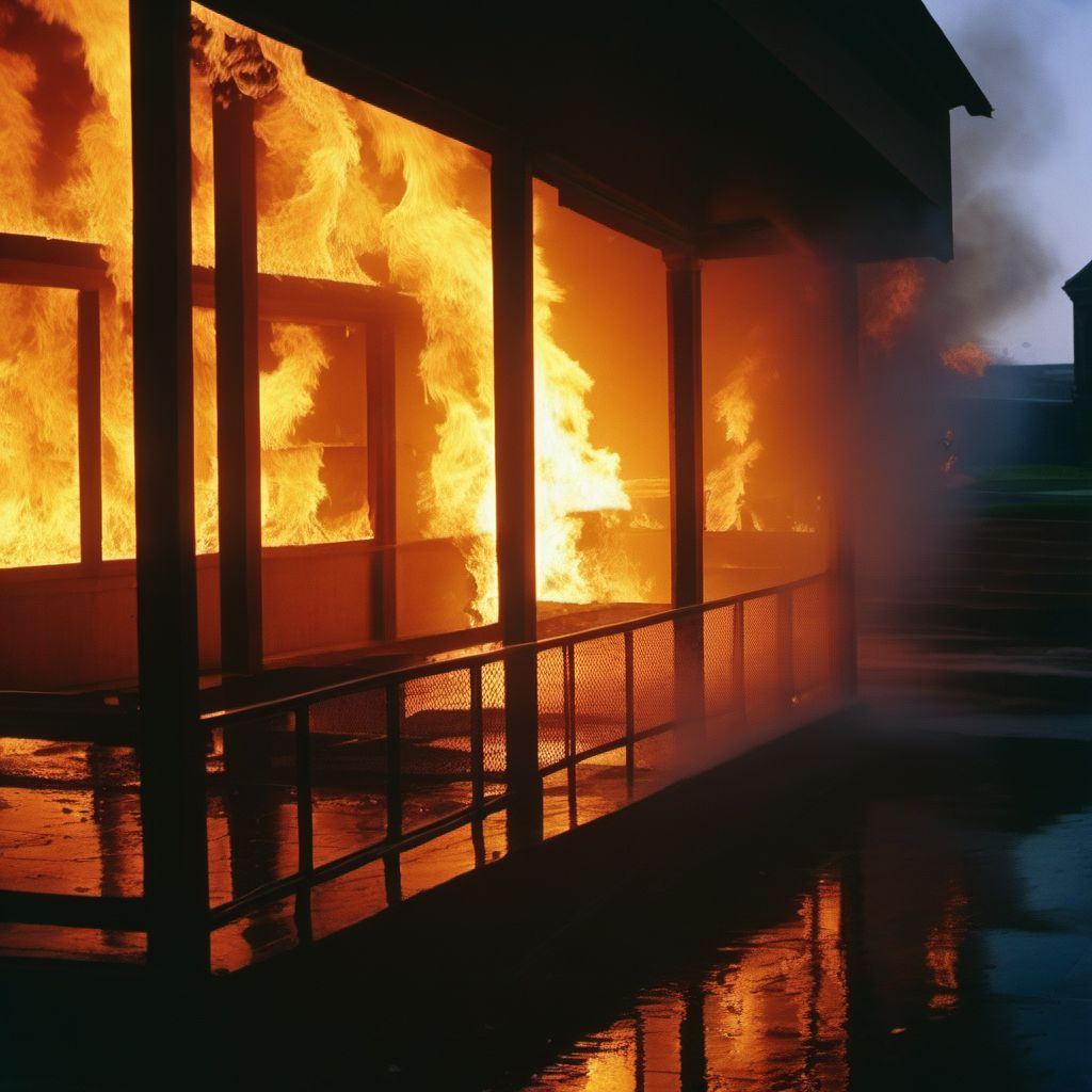 Other exposure to uncontrolled fire in building or structure digital illustration