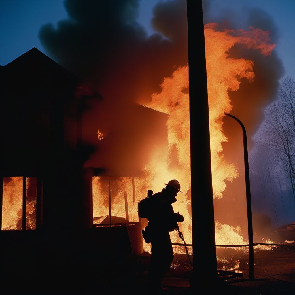 Exposure to smoke in uncontrolled fire, not in building or structure digital illustration