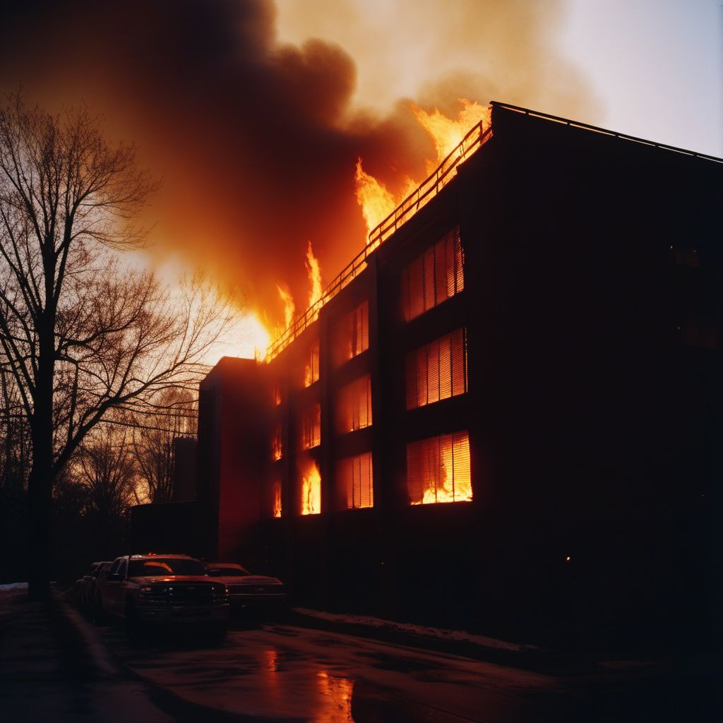 Exposure to controlled fire in building or structure digital illustration