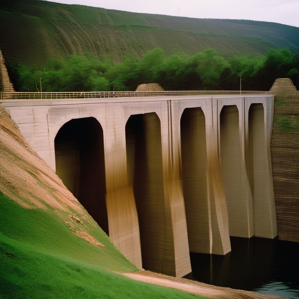 Collapse of dam or man-made structure causing earth movement digital illustration