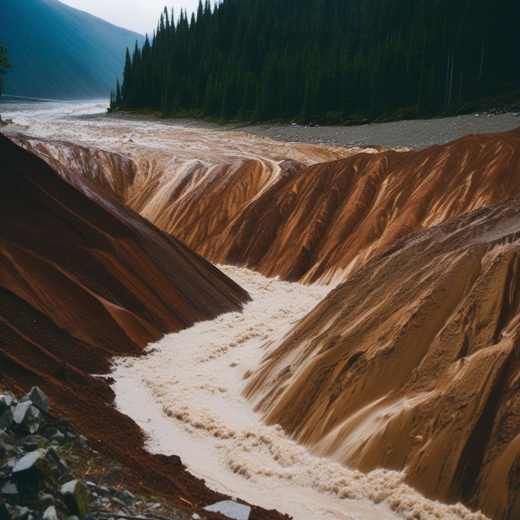 Avalanche, landslide, or mudslide digital illustration