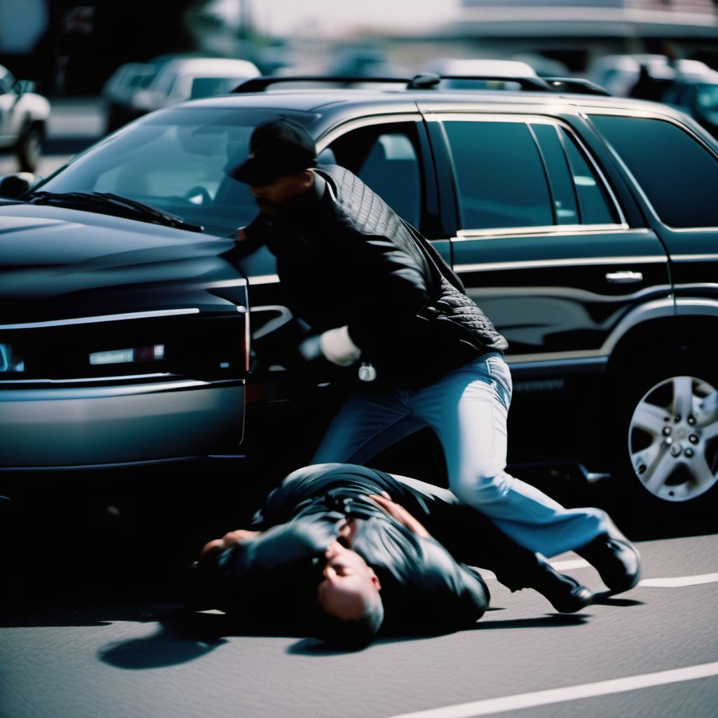 Assault by pushing or placing victim in front of motor vehicle digital illustration