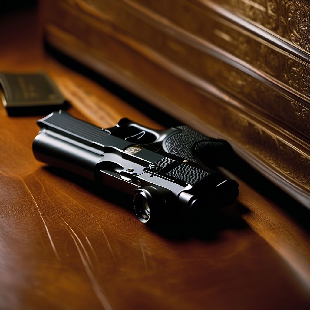 Legal intervention involving unspecified firearm discharge digital illustration