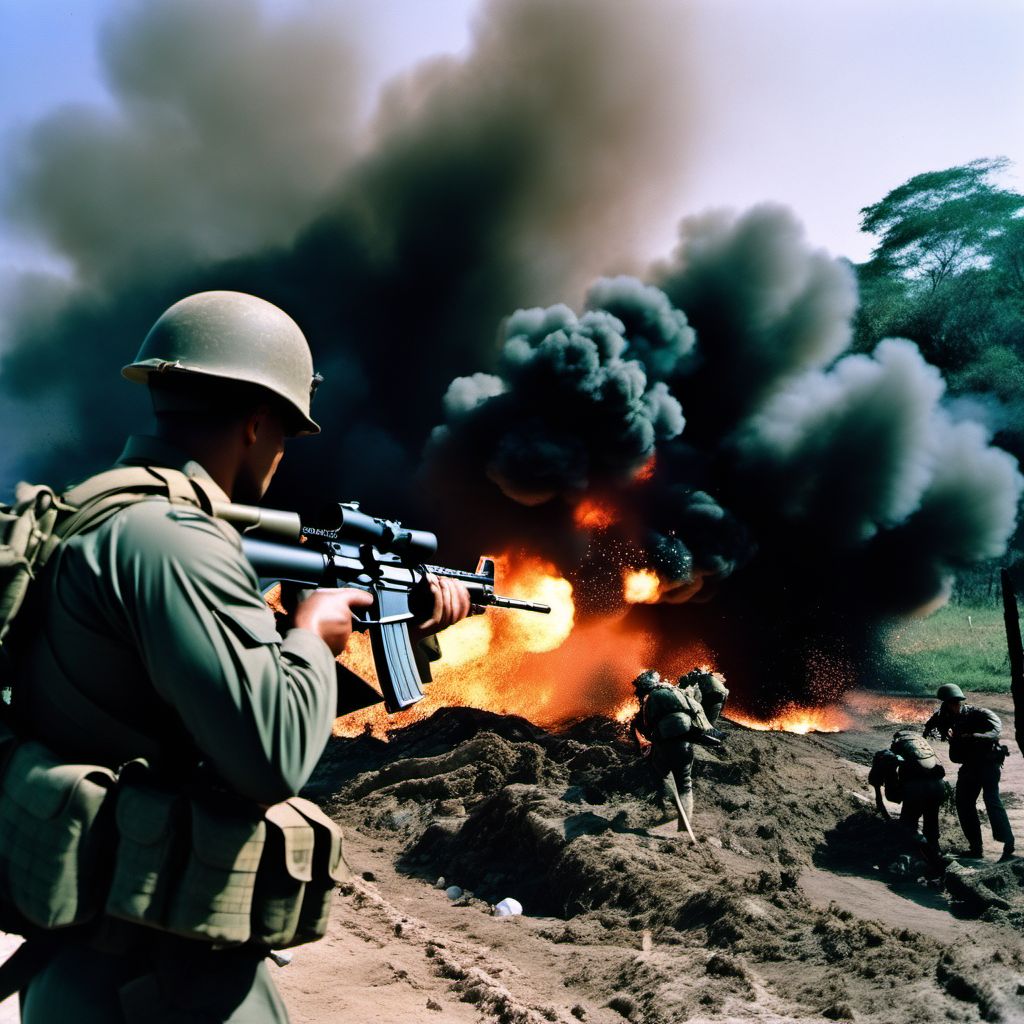 War operations involving explosion of unspecified marine weapon digital illustration