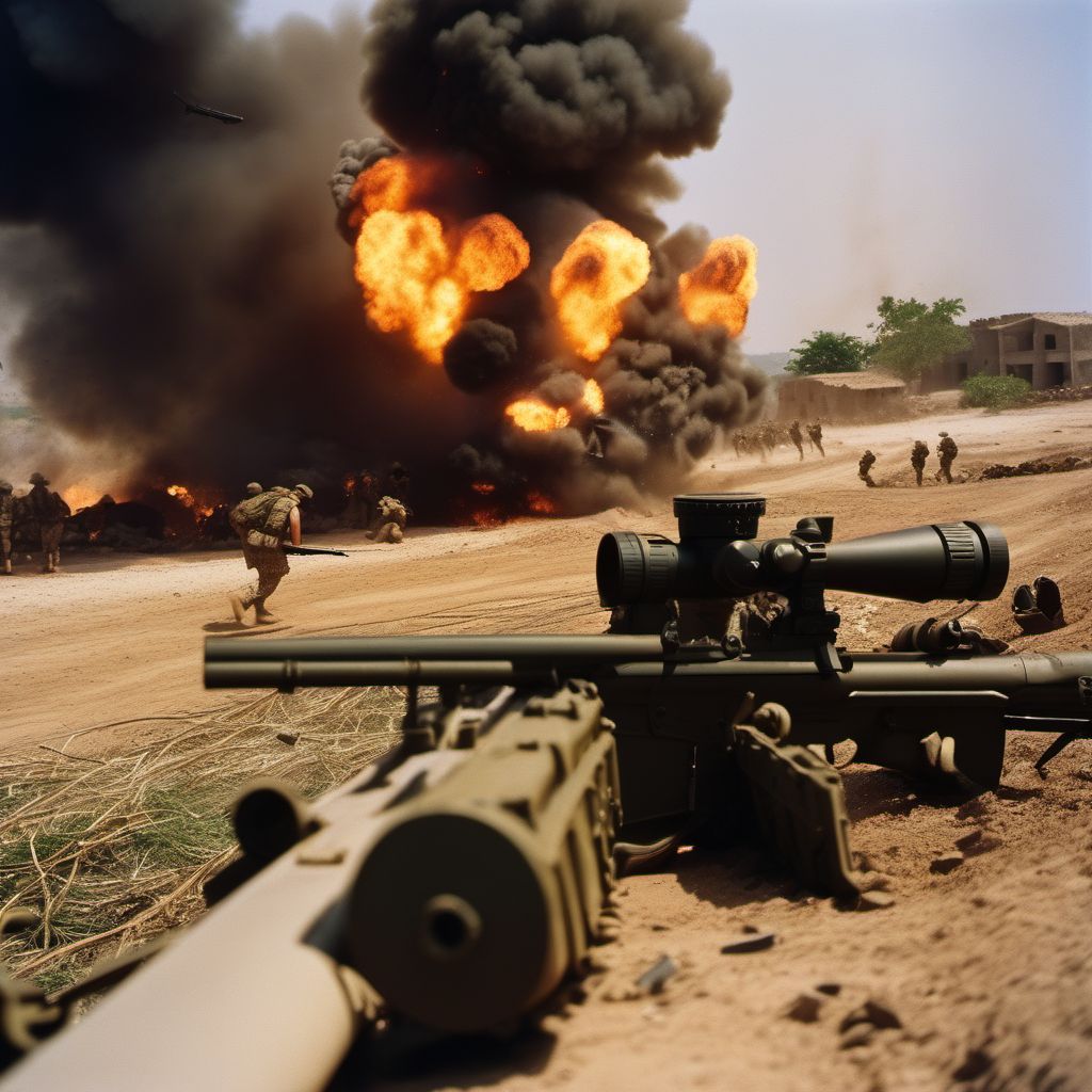 War operations involving explosion of unspecified marine weapon, civilian digital illustration