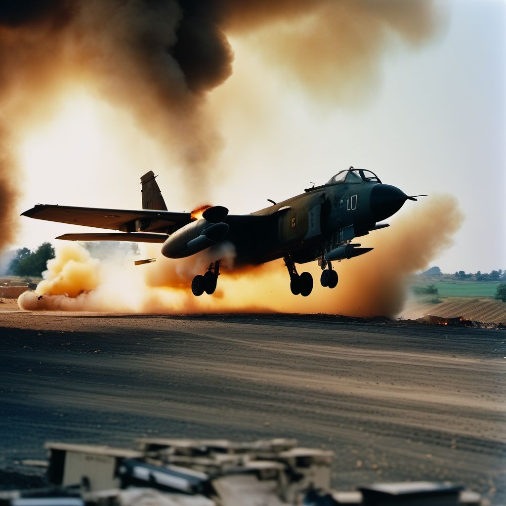 War operations involving destruction of aircraft due to enemy fire or explosives, civilian digital illustration