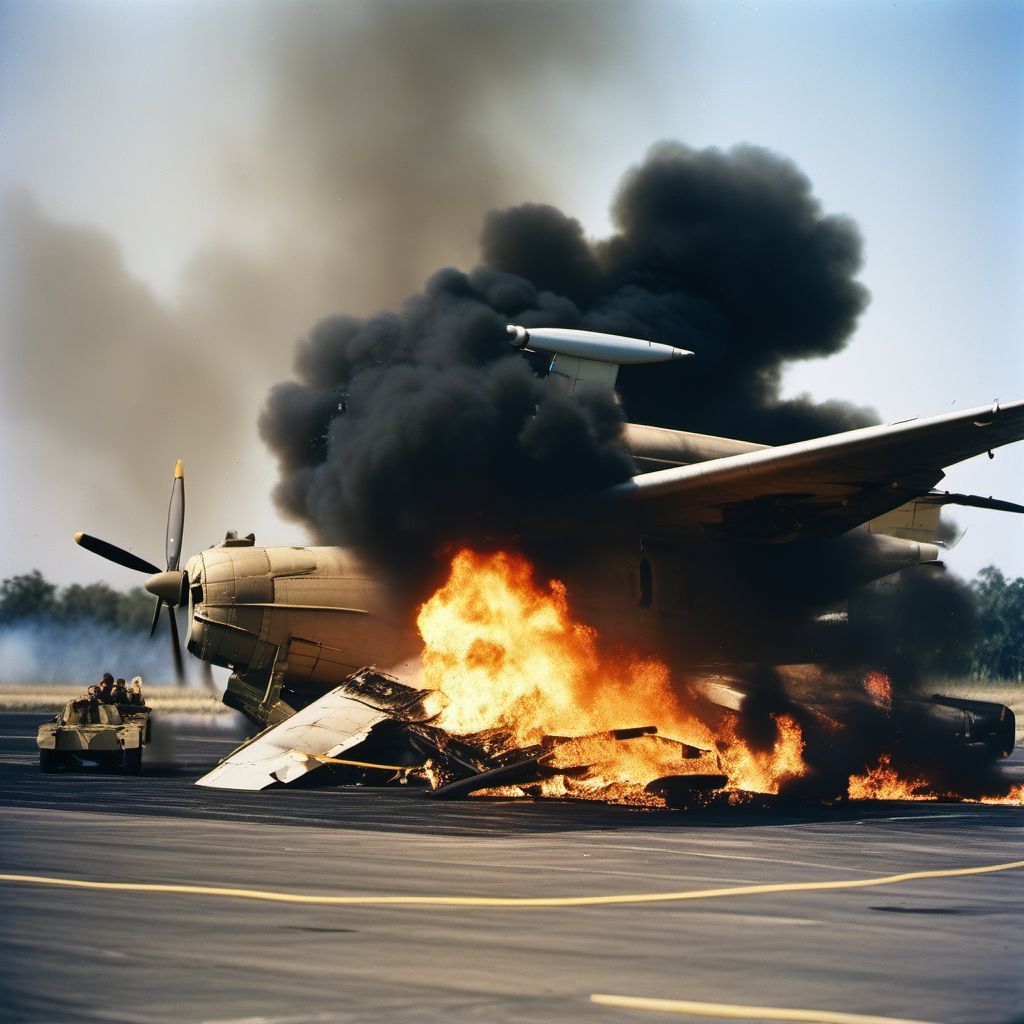 War operations involving destruction of aircraft due to onboard fire, civilian digital illustration